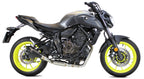 Ixrace MK2 Black full exhaust system installed on Yamaha MT-07 with GP-style outlet 2013-2020