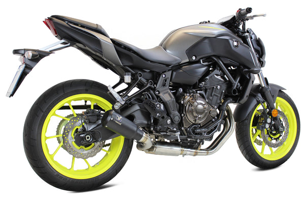 Ixrace MK2 Black full exhaust system installed on Yamaha MT-07 with GP-style outlet 2013-2020_1