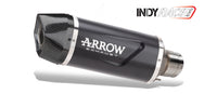 Arrow Indy Race EVO full racing exhaust system with Dark Aluminium or Dark Titanium silencer, stainless steel collectors, stainless steel link pipe and carbon fibre end cap for Aprilia RS 660 2025–2026