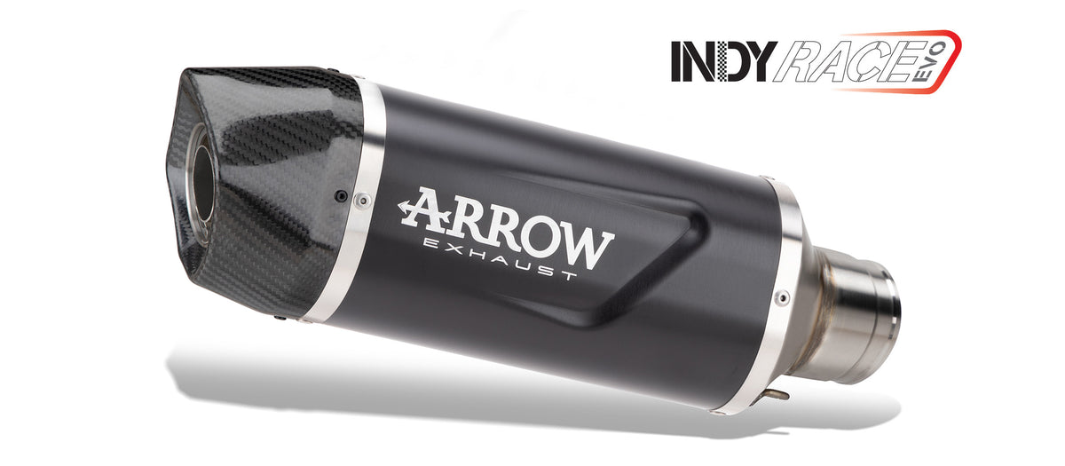 Arrow Indy Race EVO full racing exhaust system with Dark Aluminium or Dark Titanium silencer, stainless steel collectors, stainless steel link pipe and carbon fibre end cap for Aprilia RS 660 2025–2026_3