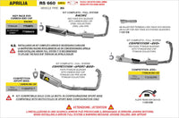 Arrow Indy Race EVO full racing exhaust system with Dark Aluminium or Dark Titanium silencer, stainless steel collectors, stainless steel link pipe and carbon fibre end cap for Aprilia RS 660 2025–2026