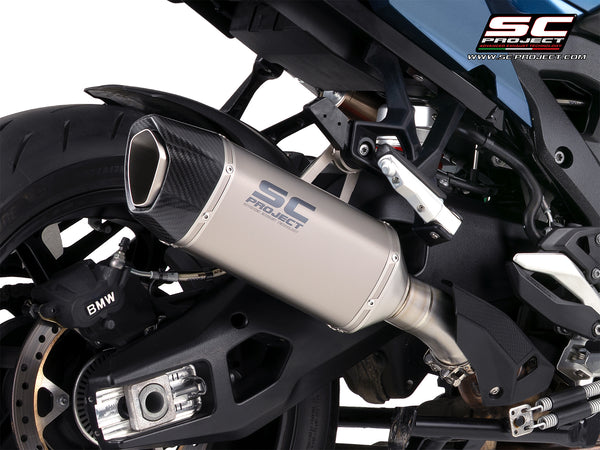 SC Project SC1-X titanium silencer for BMW S1000XR 2024-2026 Euro 5 plus homologated exhaust with carbon end cap