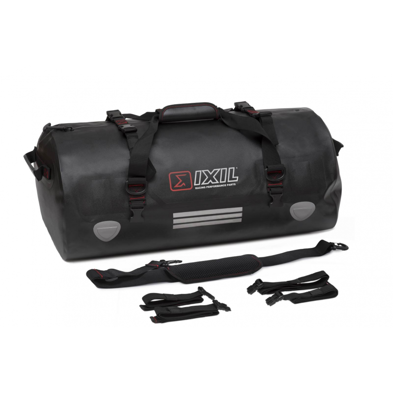 IXIL 50 litre waterproof motorcycle luggage bag black TPU dry bag with mounting straps and reflective strips for touring