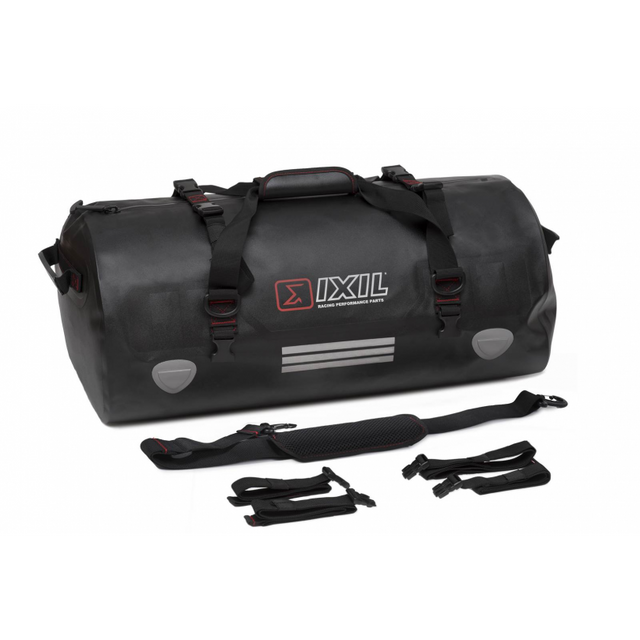 IXIL 50 litre waterproof motorcycle luggage bag black TPU dry bag with mounting straps and reflective strips for touring