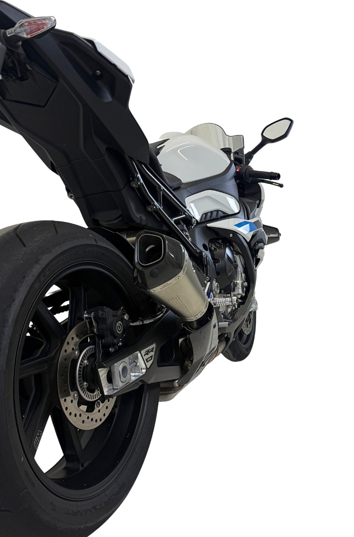 Termignoni titanium conical silencer fitted to BMW S1000RR 2019-2025 with carbon end cap_2