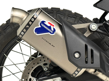 Termignoni titanium silencer with stainless steel Adventure end cap for CF Moto 450 MT Euro 5+ approved exhaust_1