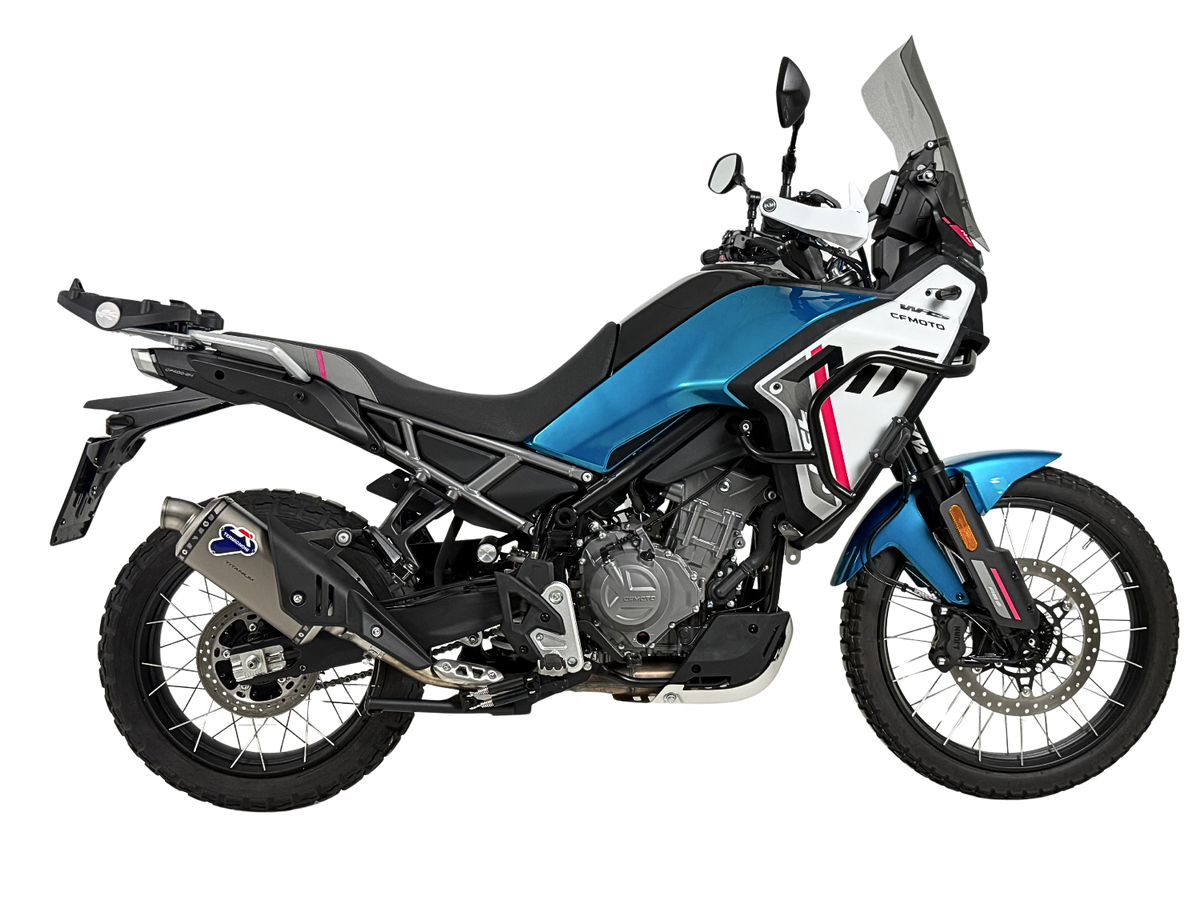 Termignoni titanium silencer with stainless steel Adventure end cap for CF Moto 450 MT Euro 5+ approved exhaust_2