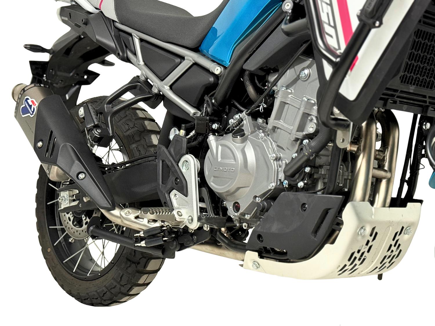 Termignoni titanium silencer with stainless steel Adventure end cap for CF Moto 450 MT Euro 5+ approved exhaust_5