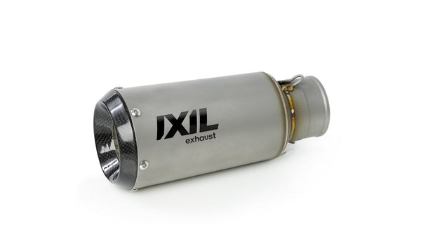 Close up of the Ixil Race Xtrem Silencer with Carbon Fibre End Cap