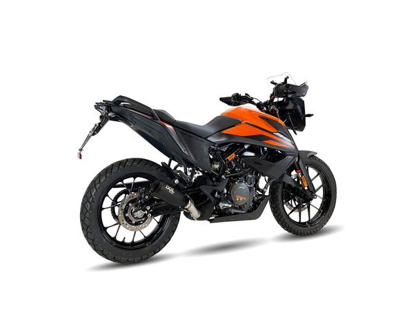 Ixil Race Xtrem black stainless steel silencer KTM 390 Adventure with black conical end cap road legal exhaust_1