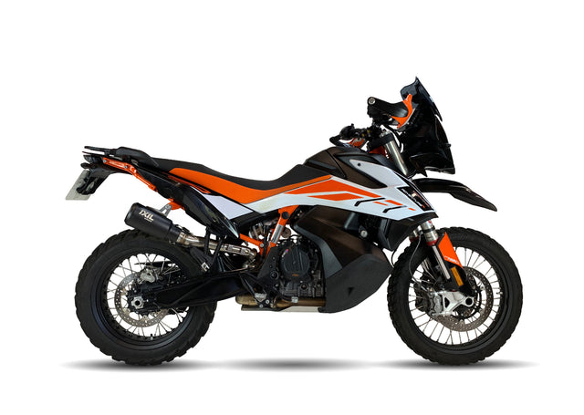 IXIL Race Xtrem Black Slip-On Exhaust KTM 790 Adventure 2019-20, black lacquer AISI 304 stainless-steel conical silencer with removable dB killer, part CM3278RB
