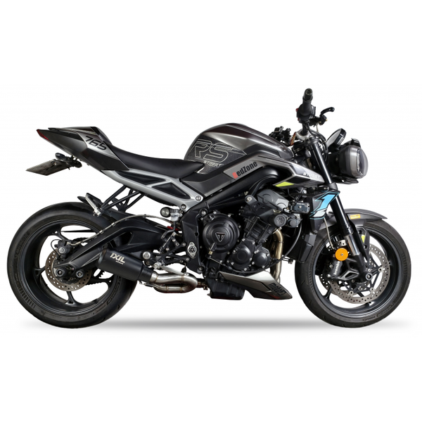 Ixil Race Xtrem Black Full System for the Triumph Street Triple 765, Available at Motorcycle Performance Stores.