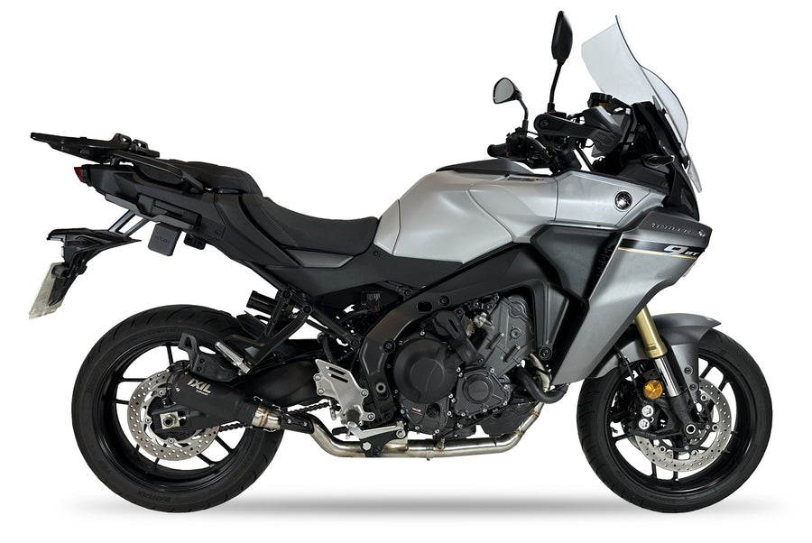 IXIL Race Xtrem Black full exhaust system fitted to Yamaha Tracer 9 GT with black conical silencer