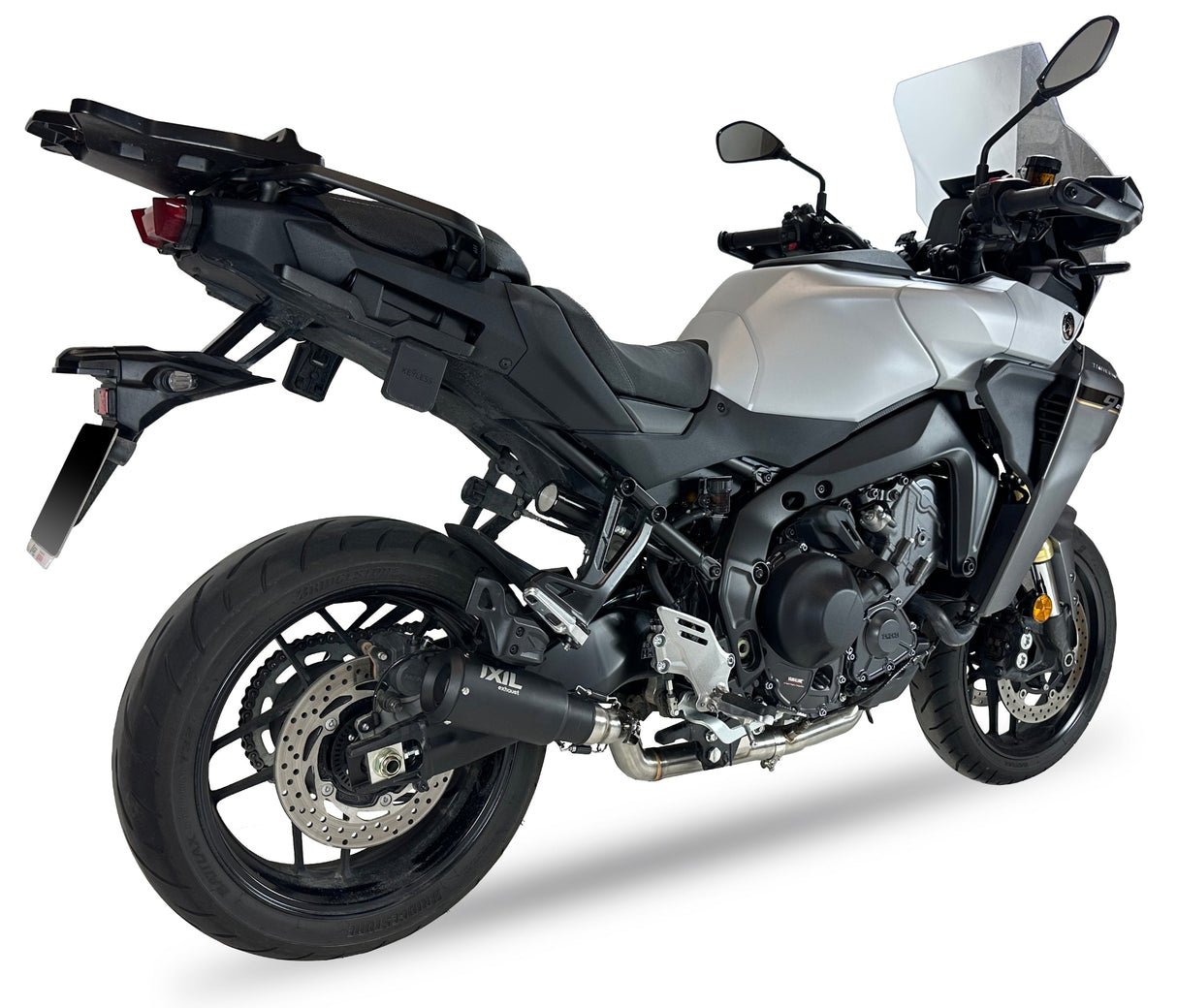IXIL Race Xtrem Black full exhaust system fitted to Yamaha Tracer 9 GT with black conical silencer_1
