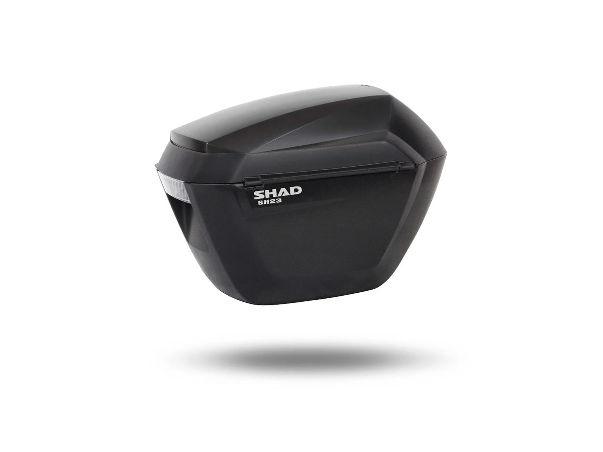 SHAD SH23 black motorcycle panniers 23 litre slim waterproof side cases lightweight aerodynamic design_4