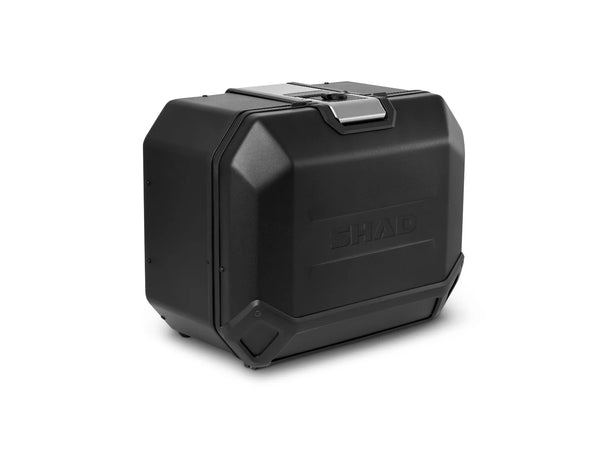 SHAD TR47 Terra black right aluminium pannier 47 litre waterproof motorcycle side case with lock system and mesh restraint_1