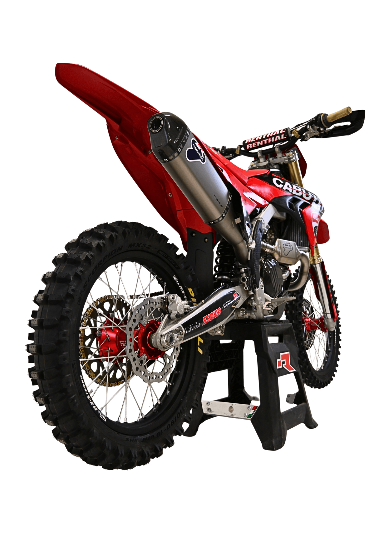 Termignoni underseat titanium racing exhaust fitted to Ducati Desmo MX 450 2025-2026 motocross bike_1
