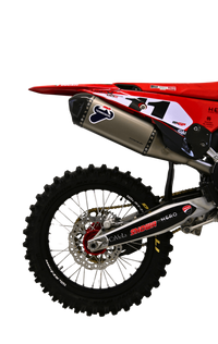 Termignoni underseat titanium racing exhaust fitted to Ducati Desmo MX 450 2025-2026 motocross bike