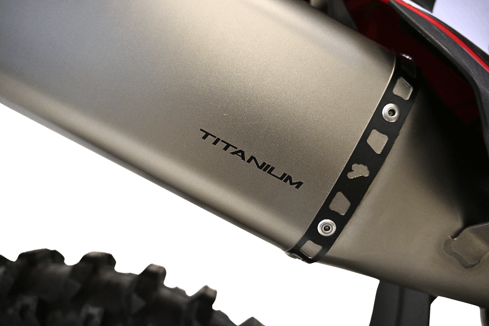 Termignoni underseat titanium racing exhaust fitted to Ducati Desmo MX 450 2025-2026 motocross bike_4