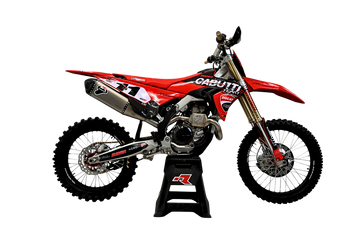 Termignoni underseat titanium racing exhaust fitted to Ducati Desmo MX 450 2025-2026 motocross bike
