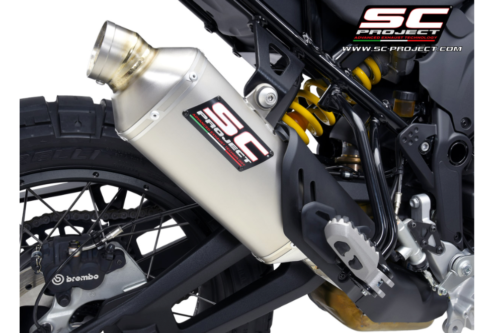 SC Project Rally Raid Titanium Silencer Ducati Desert-X 2022-24 - Motorcycle Performance Store 