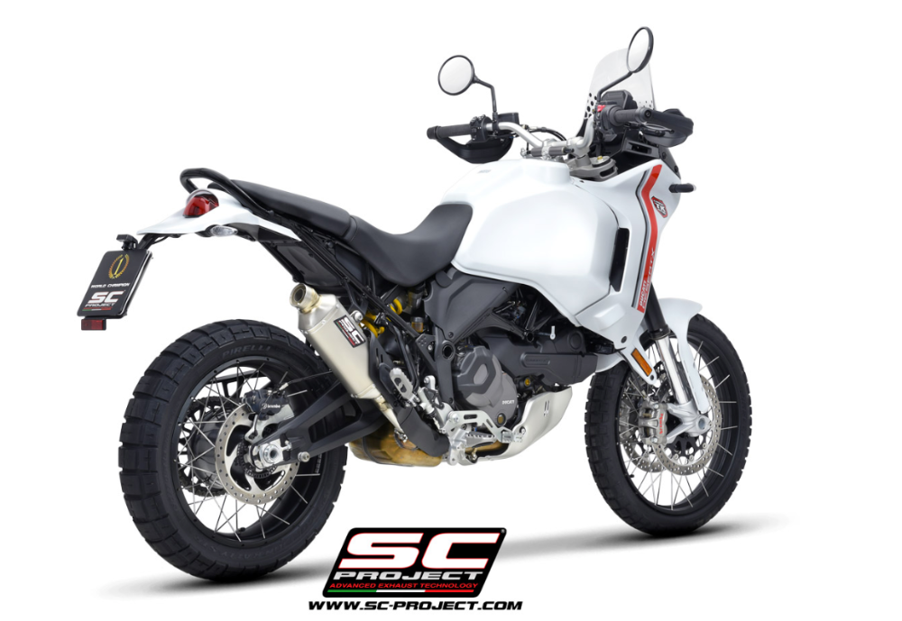 SC Project Rally Raid Titanium Silencer Ducati Desert-X 2022-24 - Motorcycle Performance Store 