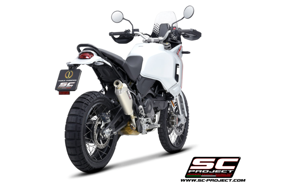 SC Project Rally Raid Titanium Silencer Ducati Desert-X 2022-24 - Motorcycle Performance Store 