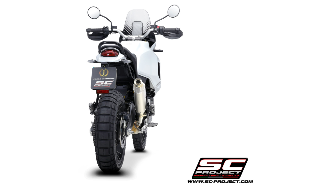 SC Project Rally Raid Titanium Silencer Ducati Desert-X 2022-24 - Motorcycle Performance Store 