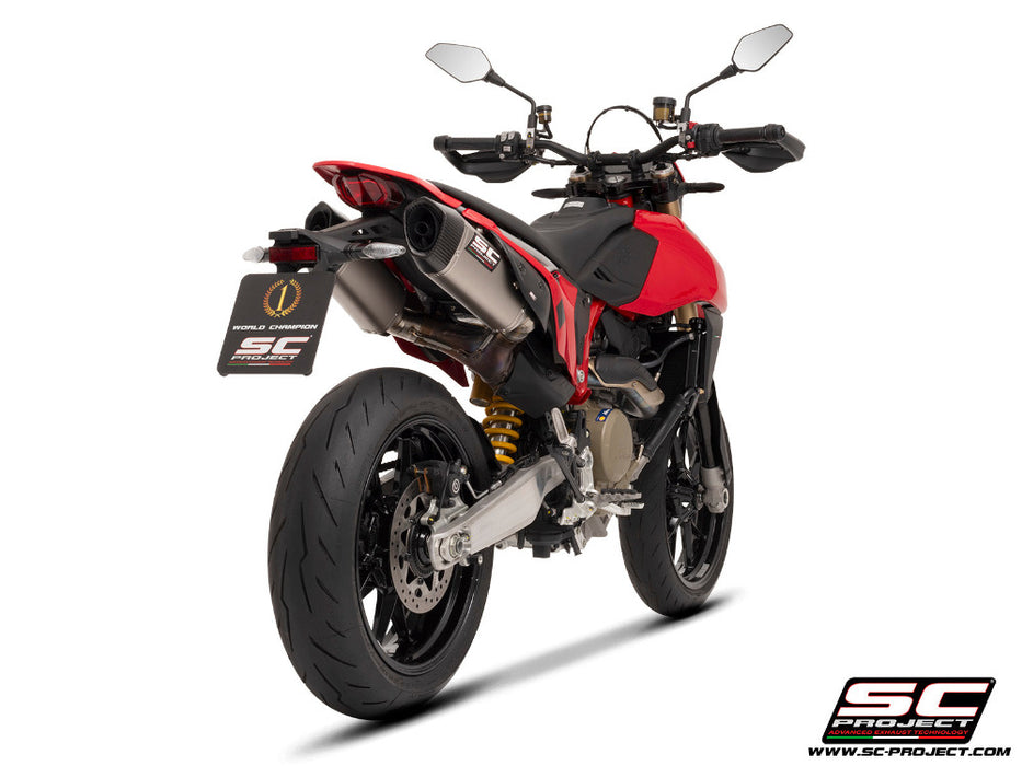 SC Project SC1-S Titanium Underseat Silencers Ducati Hypermotard 698 2024 - Motorcycle Performance Store 