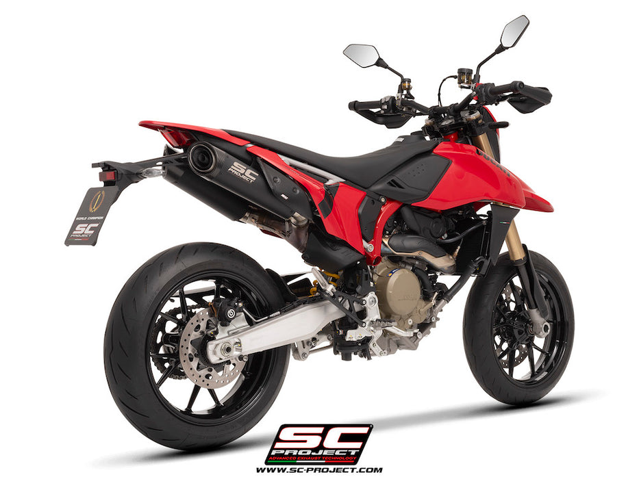 SC Project S1-C Black Titanium Underseat Silencers Ducati Hypermotard 698 2024 - Motorcycle Performance Store 