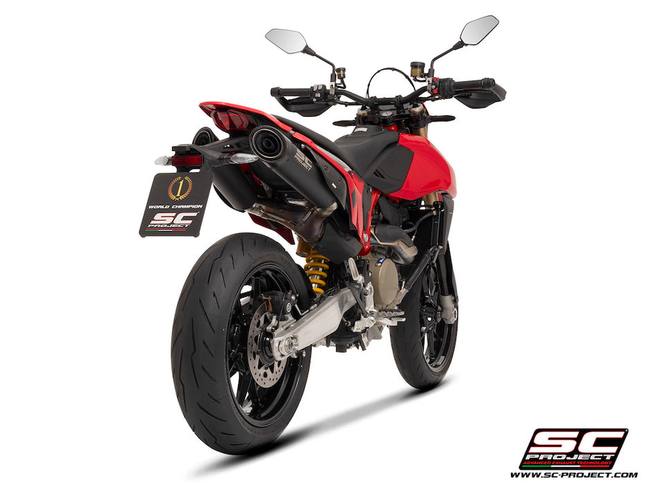 SC Project S1-C Black Titanium Underseat Silencers Ducati Hypermotard 698 2024 - Motorcycle Performance Store 