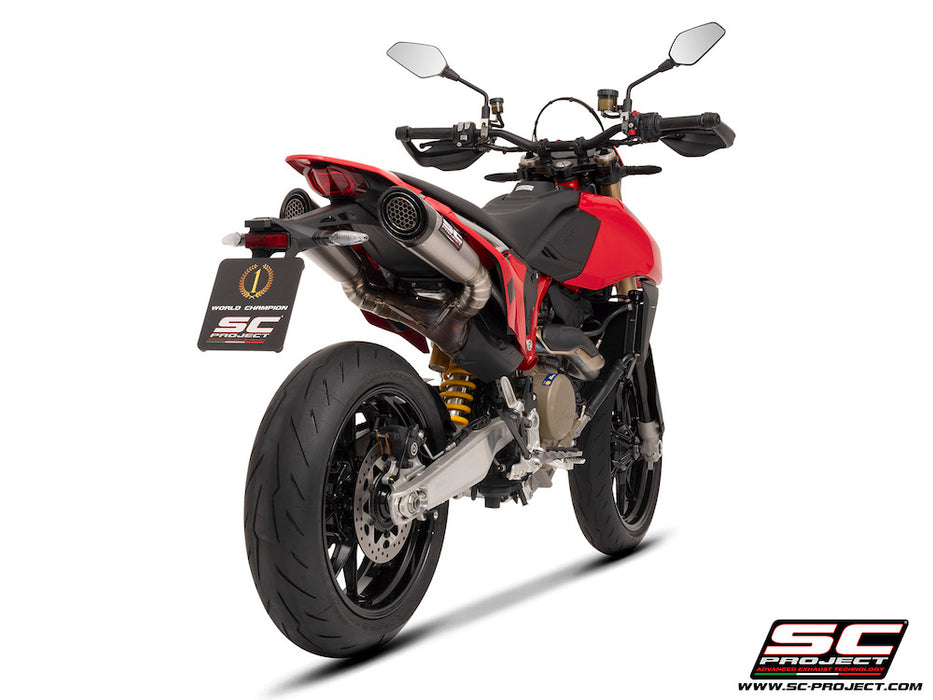 SC Project S1 Titanium Underseat Silencers Ducati Hypermotard 698 2024 - Motorcycle Performance Store 