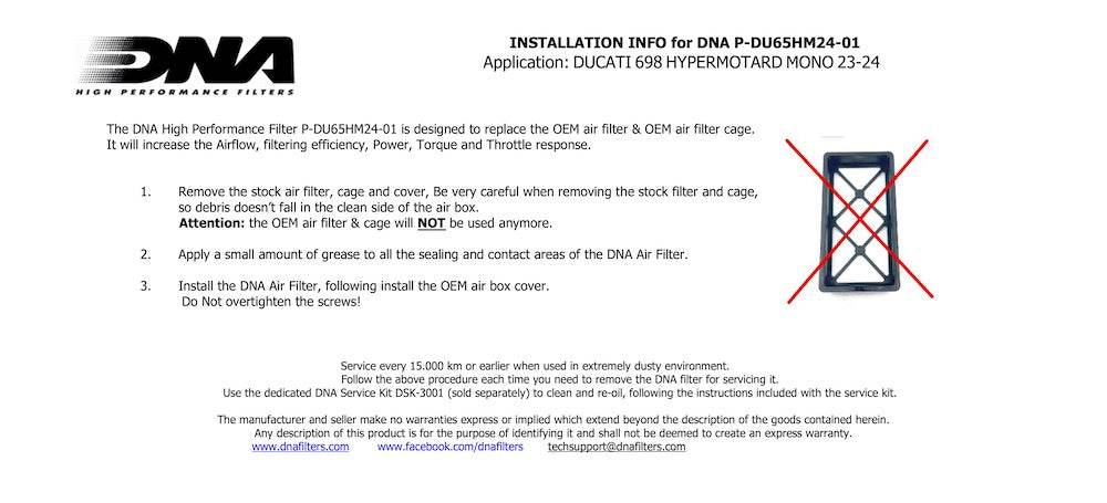 DNA Performance Air Filter Ducati Hypermotard 698 2023-25 - Motorcycle Performance Store