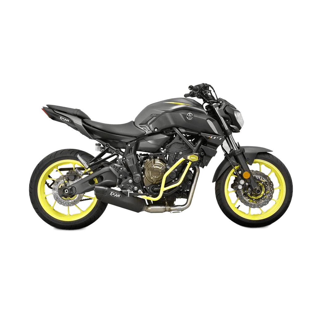 EXAN X - Black Ovale Full System - YAMAHA MT-07 2017-20 - Motorcycle Performance Store