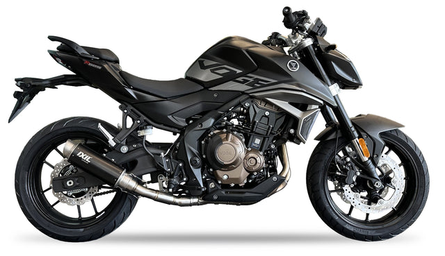 IXIL Sport Xtrem Black Slip-On Exhaust Silencer for Voge 625 R 2026 with compact 333 mm stainless steel body, black painted finish and removable dB killer
