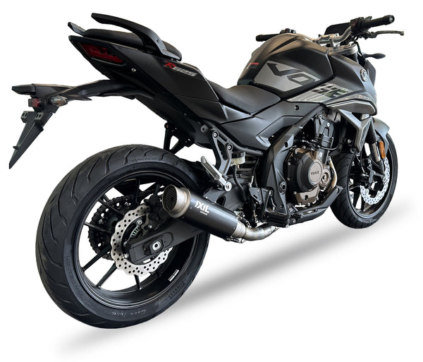 IXIL Sport Xtrem Black Slip-On Exhaust Silencer for Voge 625 R 2026 with compact 333 mm stainless steel body, black painted finish and removable dB killer_1