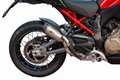 QD Gunshot titanium and carbon fibre road legal slip-on silencer for Ducati Multistrada V4 compatible with OEM panniers