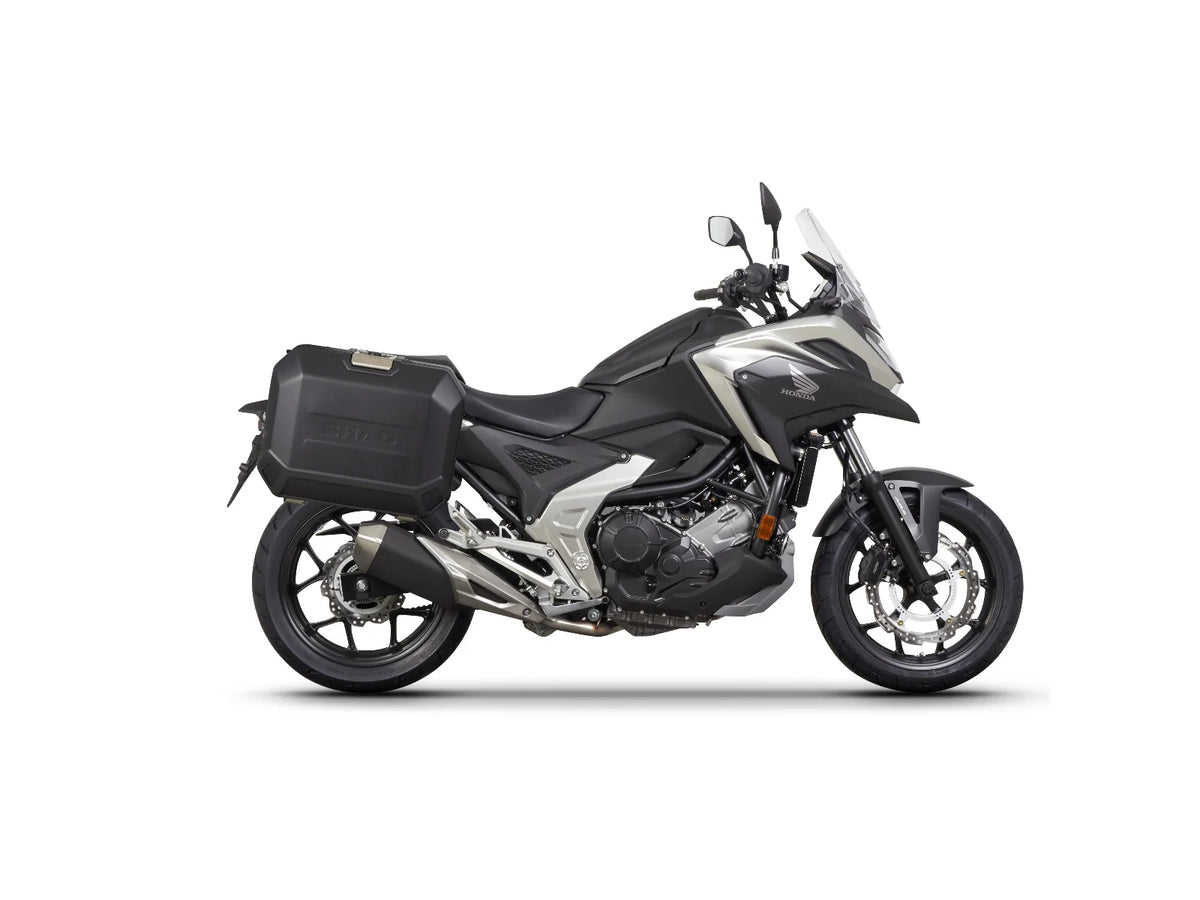 SHAD SH35 panniers with 4P fitting kit Honda NC750X 2021-2025 aluminium look 35 litre motorcycle luggage system