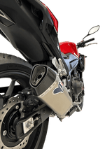 Termignoni titanium force silencer fitted to Honda CB500 Hornet 2025–2026 carbon end cap exhaust_2