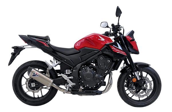 Termignoni titanium force silencer fitted to Honda CB500 Hornet 2025–2026 carbon end cap exhaust_4