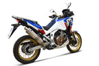 Termignoni Titanium Slip-On Silencer for Honda Africa Twin CRF1100L 2020-2023 with exhaust valve link pipe, fixed dB killer and Honda aluminium pannier compatibility_1