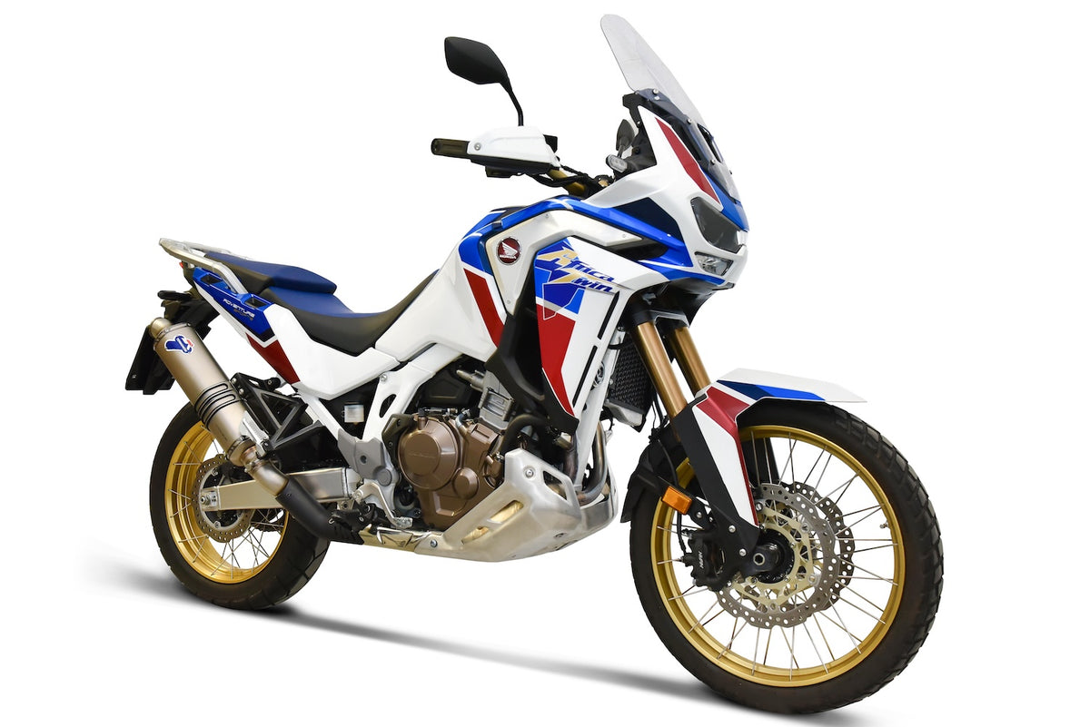 Termignoni Titanium Slip-On Silencer for Honda Africa Twin CRF1100L 2020-2023 with exhaust valve link pipe, fixed dB killer and Honda aluminium pannier compatibility_6
