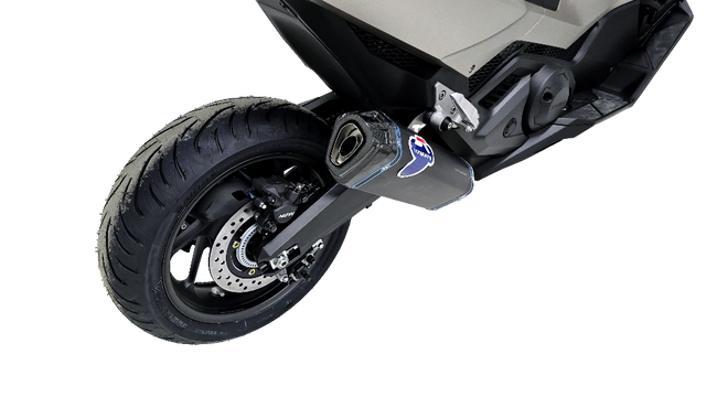 Termignoni Titanium Black Slip on Exhaust installed on a Honda Forza 750 Scooter