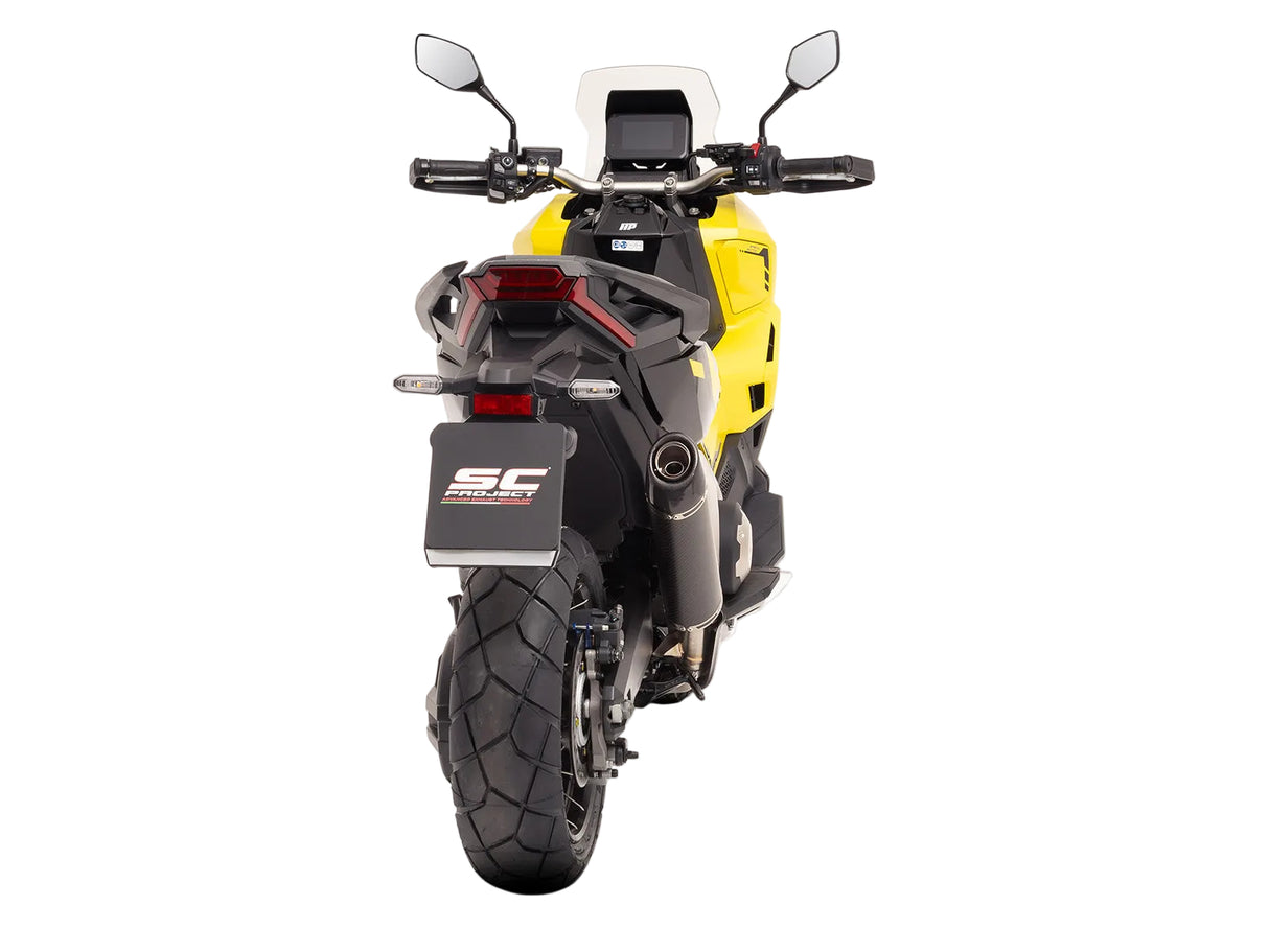 SC-Project oval carbon fibre slip-on silencer fitted to Honda X-ADV 750 2025-2026 with carbon heat shield_4