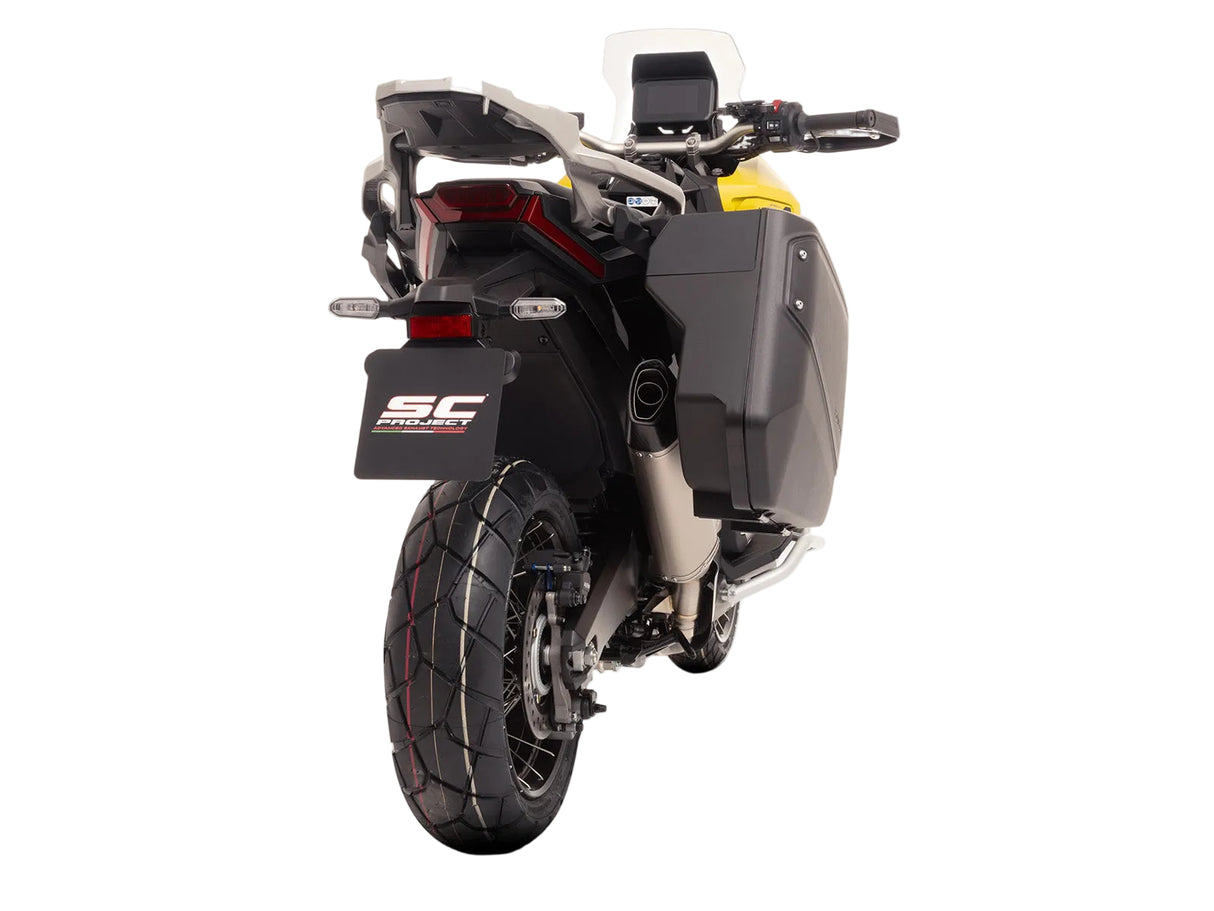 SC-Project SC1-X carbon fibre slip-on silencer fitted to Honda X-ADV 750 2025-2026 with carbon heat shield_5