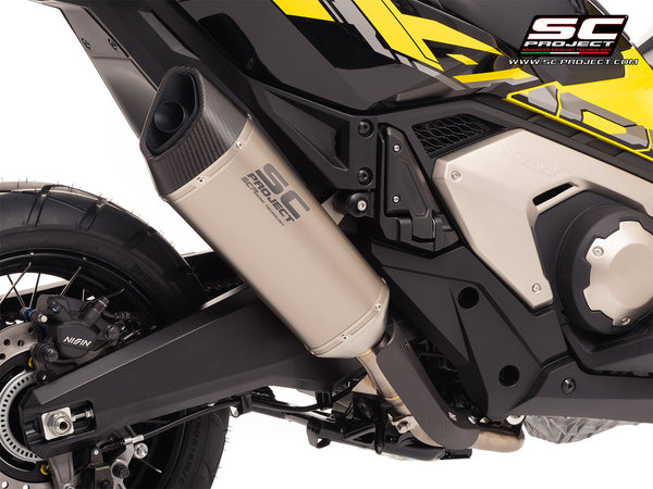 SC-Project SC1-R titanium slip-on silencer fitted to Honda X-ADV 750 with carbon fibre heat shield