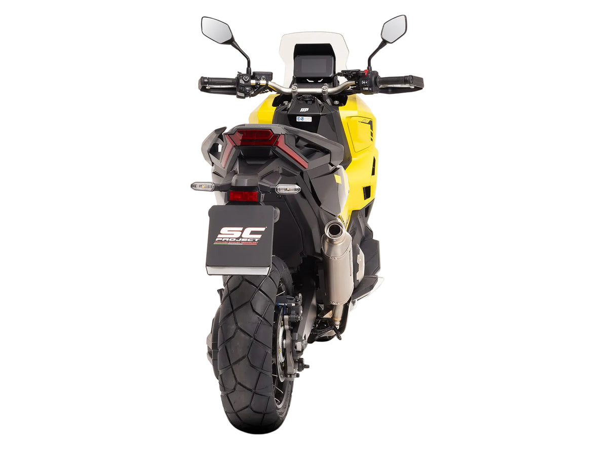 SC-Project Rally Raid short titanium silencer fitted to Honda X-ADV 750 2025-2026 with carbon heat shield_4