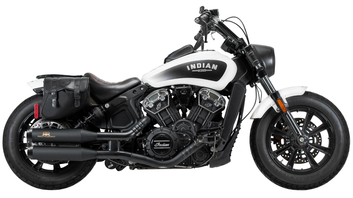 RedThunder Dual Slip-On Exhausts for the Indian Scout (Bobber/Bobber Twenty/Rogue) (2017-24). Available at Motorcycle Performance Store.