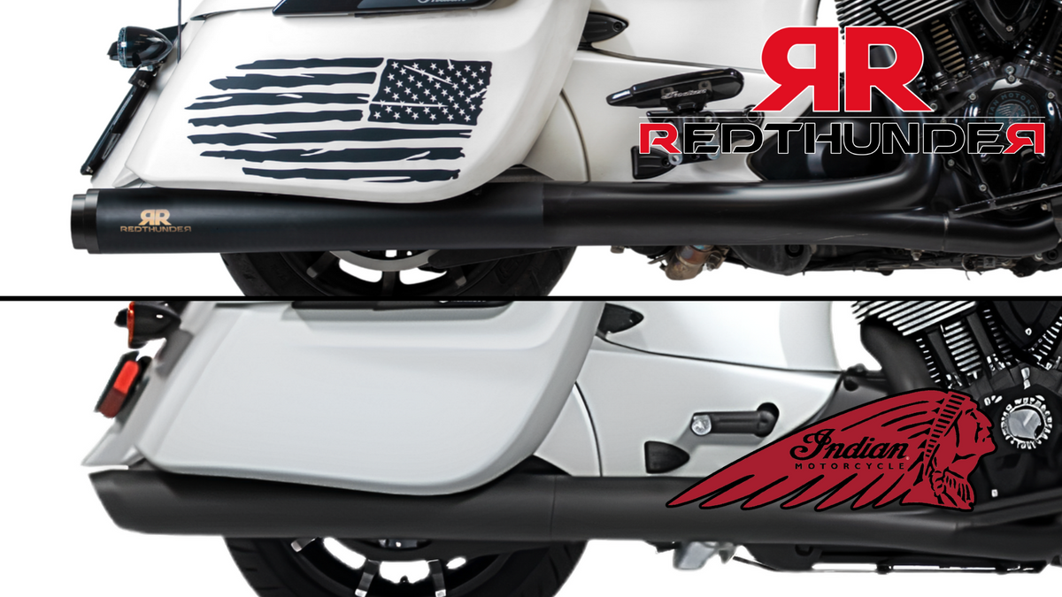 RedThunder Dual Slip-On Exhausts for the Indian Challenger (Dark Horse/Limited) (2021-26). Available at Motorcycle Performance Store.
