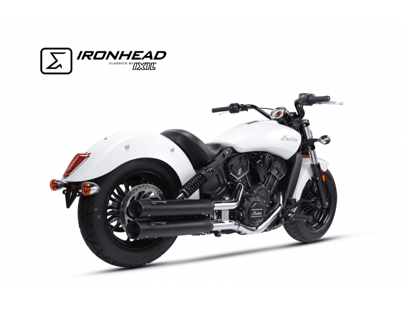 Ironhead Round Dual Silencers Indian Scout / Bobber 2015-23 - Motorcycle Performance Store